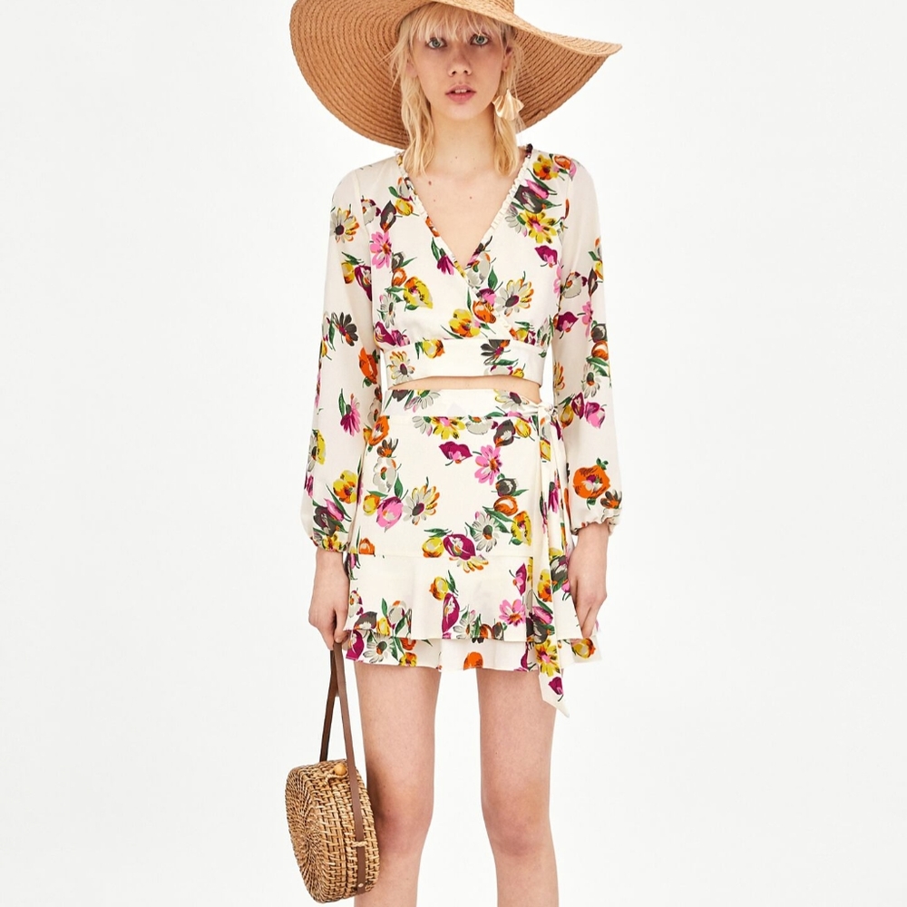 Zara 🧿 Two-piece Floral long sleeve dress set